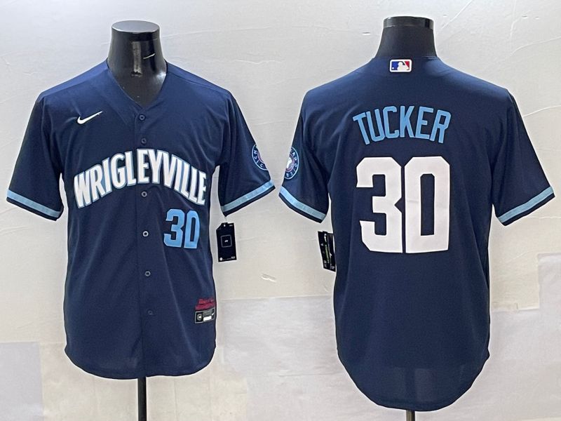 Men Chicago Cubs #30 Tucker Dark Blue City Edition 2025 Nike MLB Jersey style 8